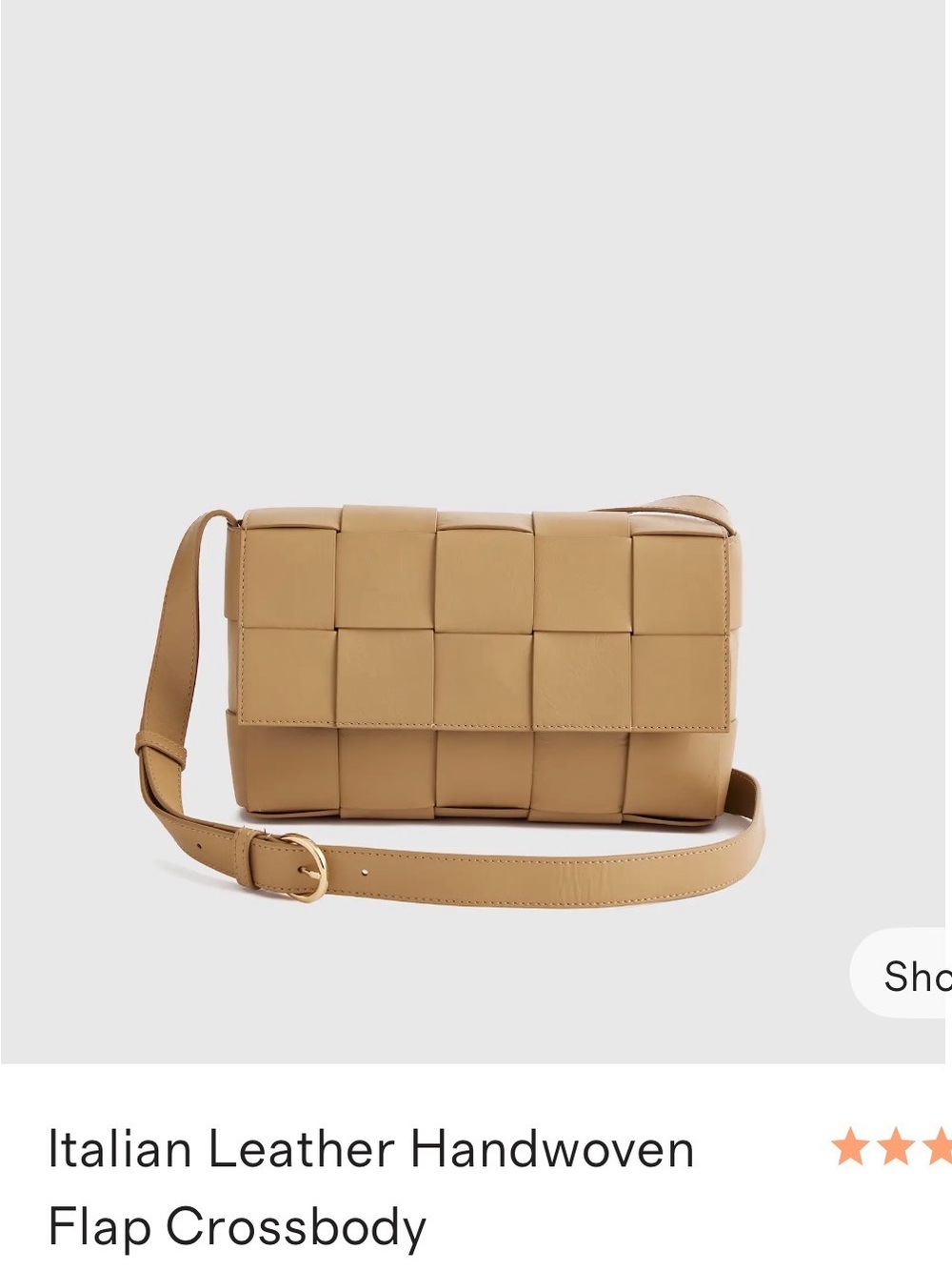 NWT Quince Italian Leather Handwoven Flap Crossbody Bag - Golden Tan